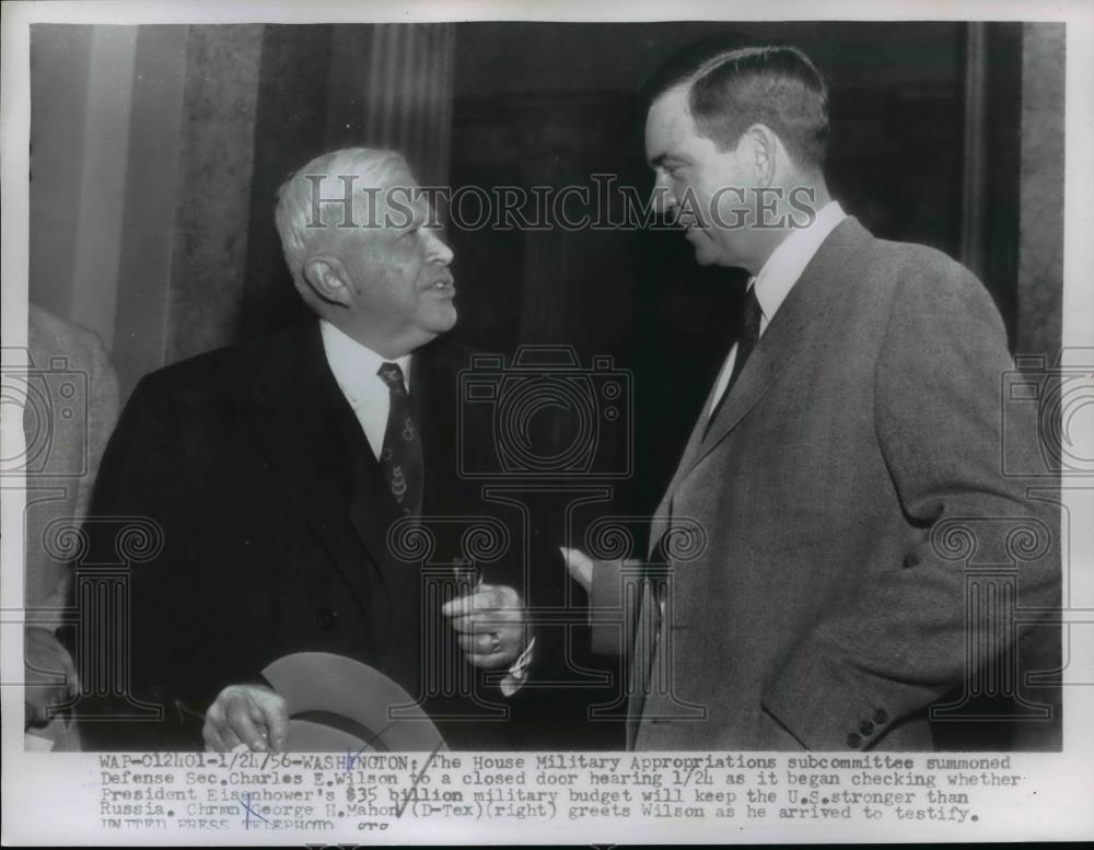 1956 Press Photo Secy of Defense E. Wilson at Military Appropriations Hearing - Historic Images