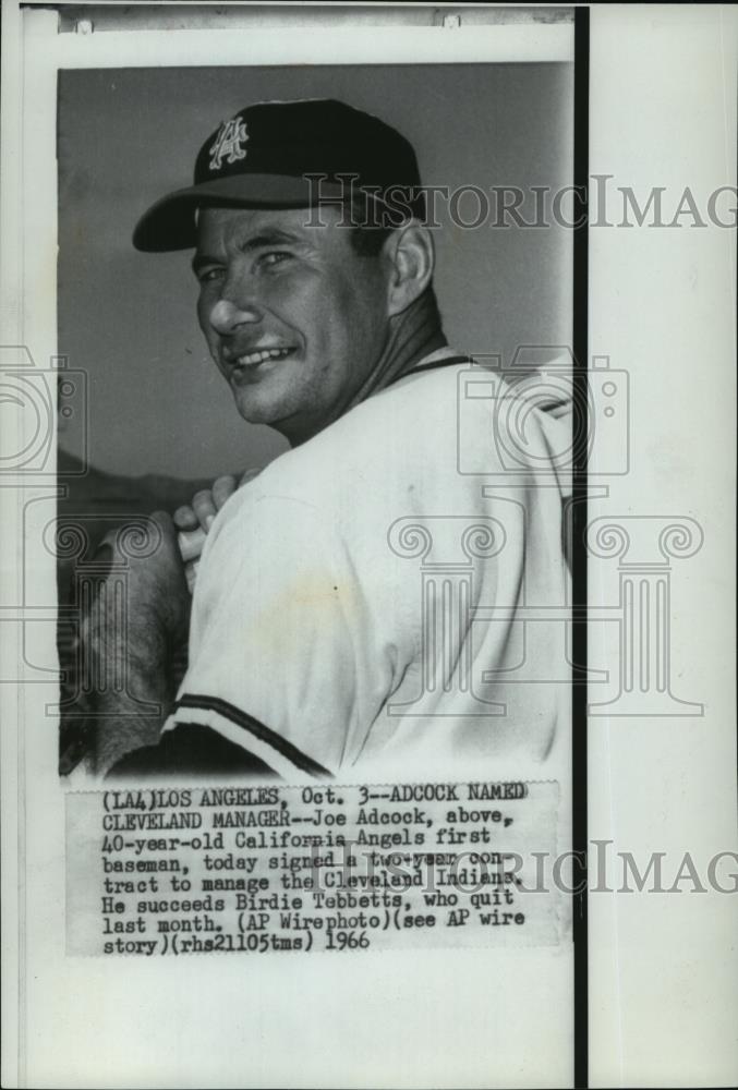 1966 Wire Photo Joe Adcock, baseman, named new manager of the Cleveland Indians - Historic Images