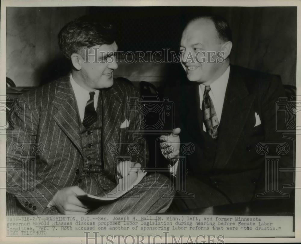 1947 Press Photo Senator Joseph Ball & Former Governor Harold Stassen - Historic Images