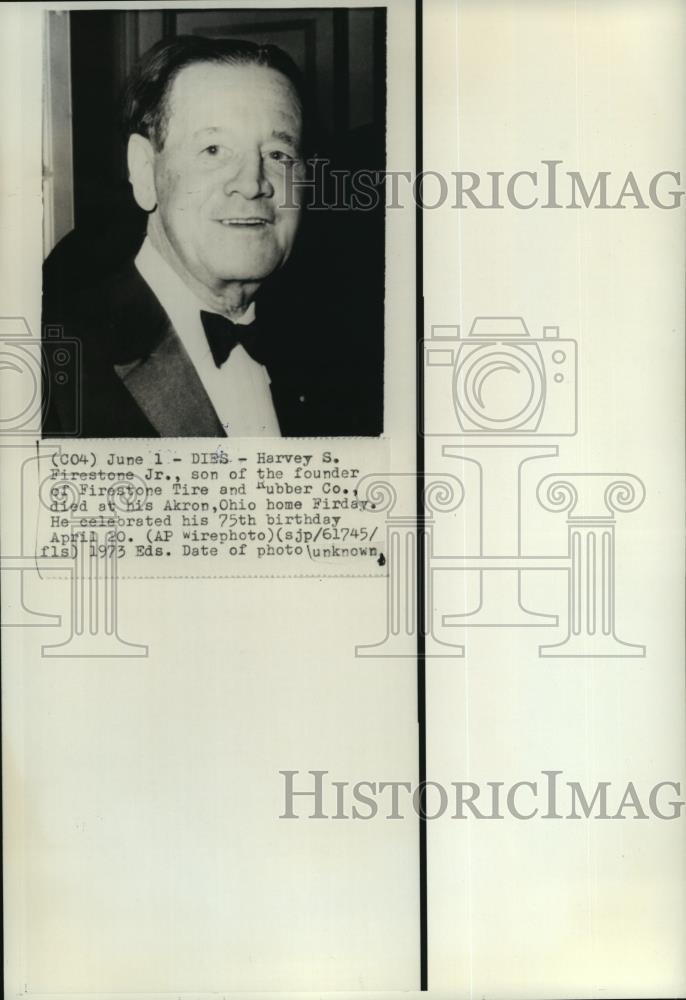 1973 Wire Photo Founder of Firestone Tire and Rubber Co, Harvey Firestone Jr - Historic Images