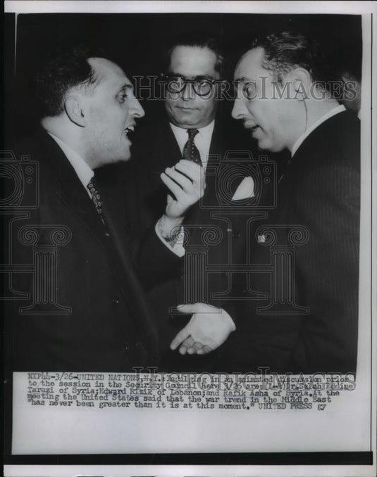 1956 Press Photo United Nations Security council Members in Discussion - Historic Images