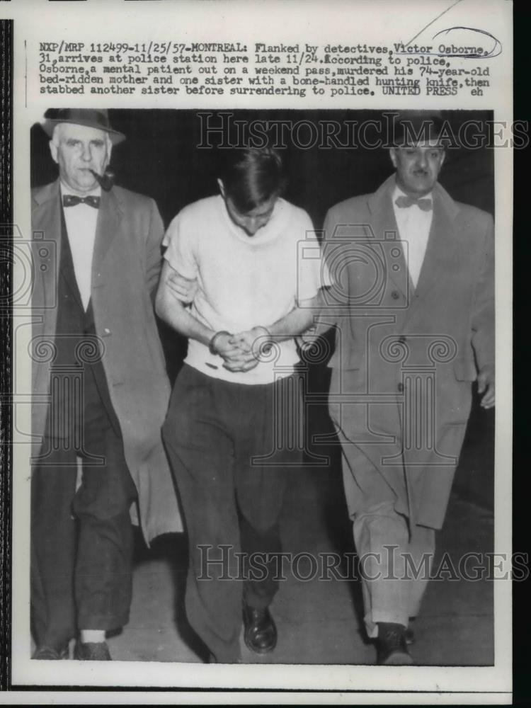 1957 Press Photo Victor Osborne at Police Station, montreal, Canada - nef30380 - Historic Images