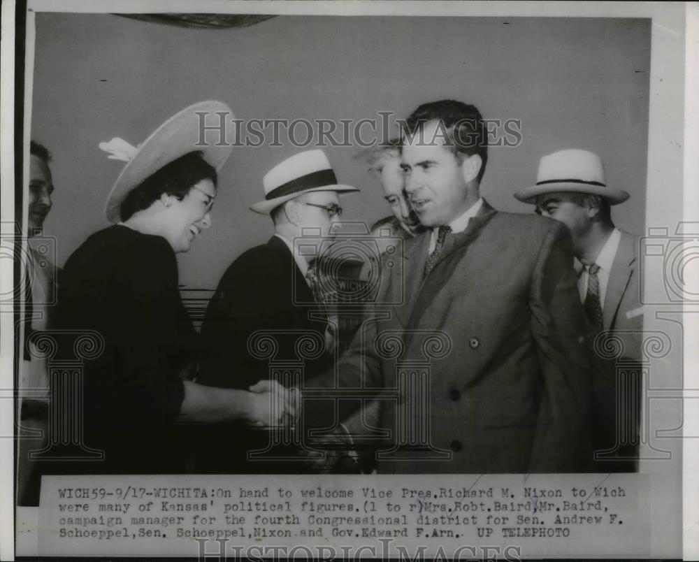 Press Photo Richard Nixon Greeting Wichita, Kansas Politicians - nef30888 - Historic Images