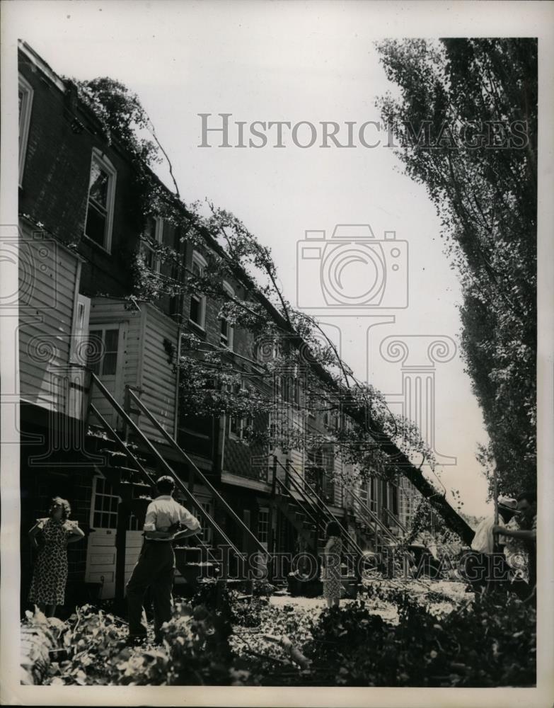 1938 Press Photo Property Damaged by Wind Storm, Overbrook, Pennsylvania - Historic Images
