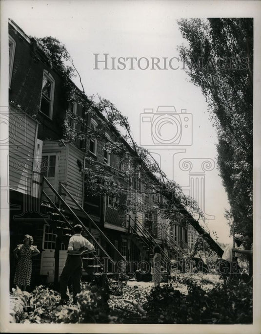 1938 Press Photo Property Damaged by Wind Storm, Overbrook, Pennsylvania - Historic Images