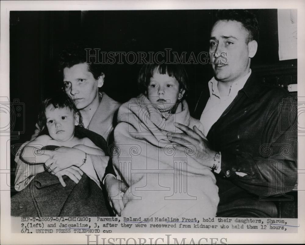 1953 Press Photo Roland, Madeline Frost Reunited with Kidnapped Kids, Chicago - Historic Images