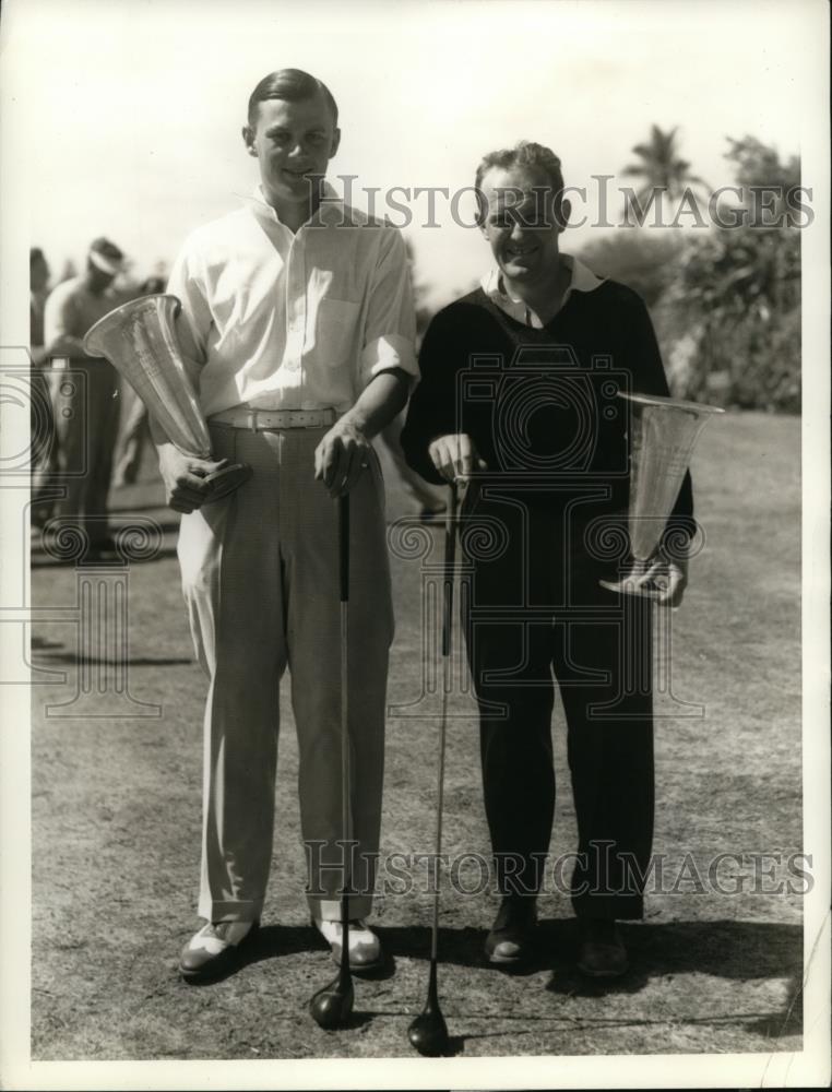 1935 Press Photo Golfers Charles Whitehead and Arthur Lynch at Miami Biltmore - Historic Images