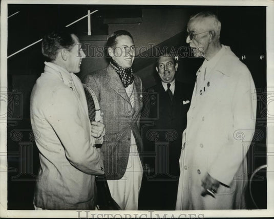 1936 Press Photo Swedens's King Gustaf & tennis's C Patterson, Malfroy, Stedman - Historic Images