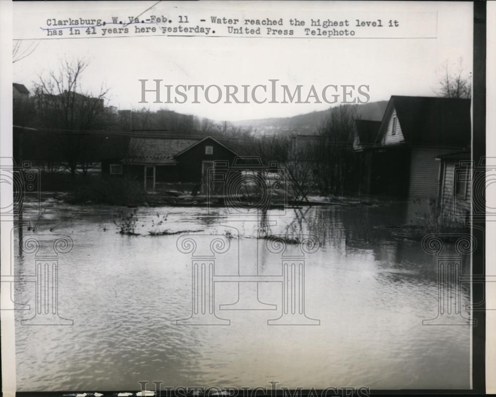 1957 Press Photo Clarksburg, West Virginia Flooding - nef15955 - Historic Images