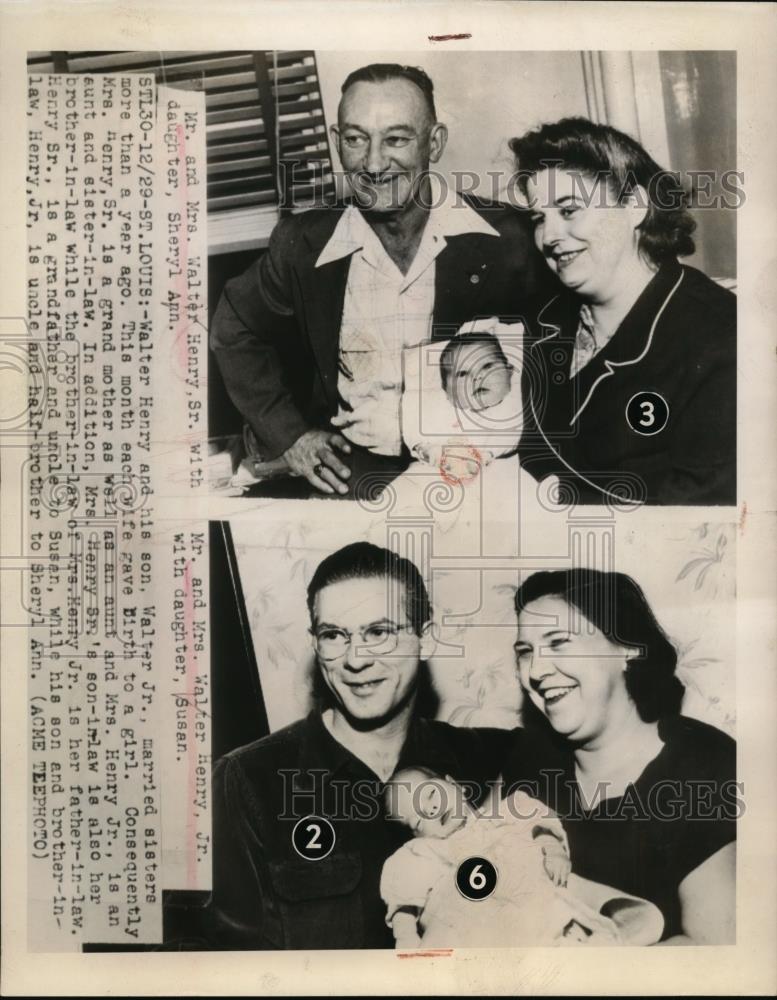 1949 Press Photo Shows Two Related Couples Holding Their Daughters - nef16730 - Historic Images