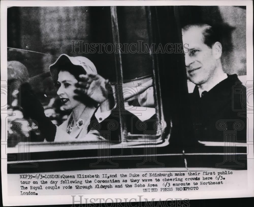 1953 Press Photo Queen Elizabeth II & Prince Philip Touring London - nef17069 - Historic Images