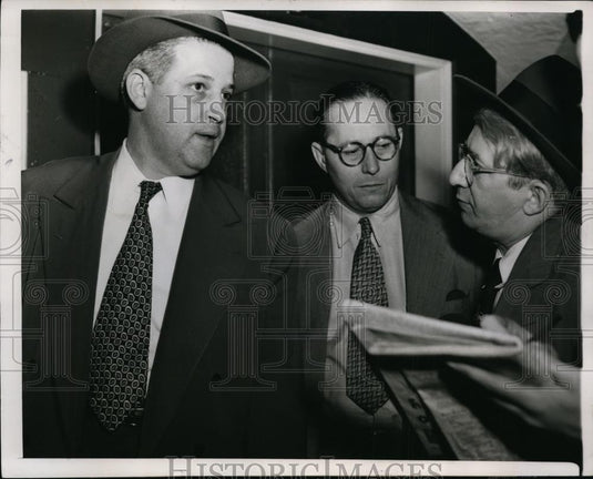 1950 Press Photo Francis O'Neill and Leverett Edwards after Firemen's Union Meet - Historic Images