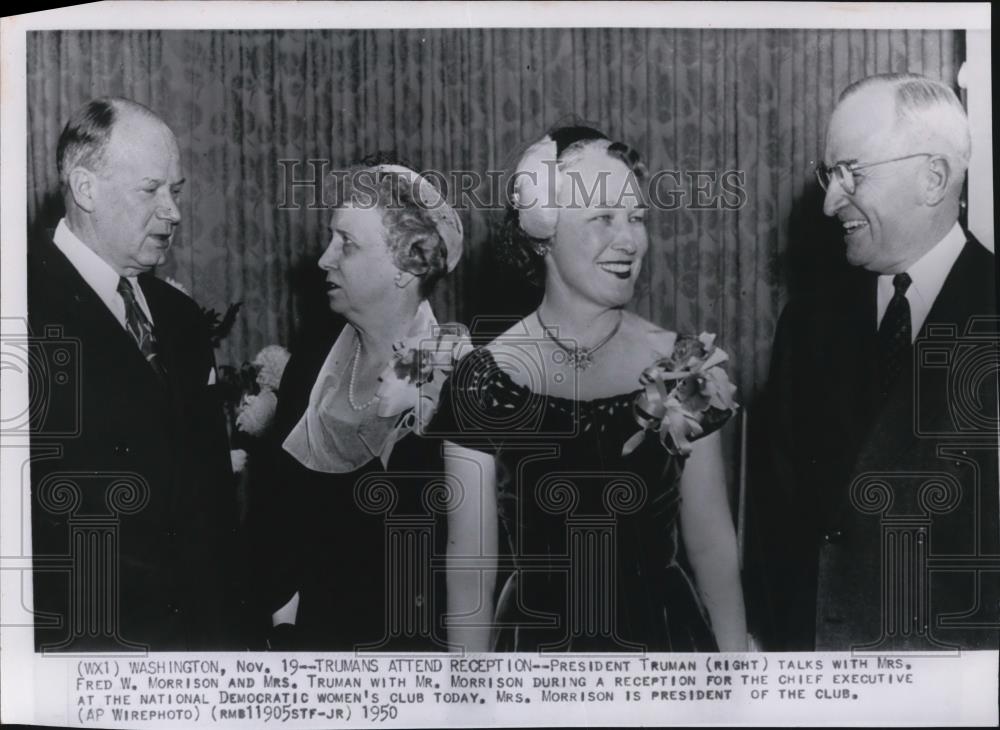 1950 Press Photo President &amp; Mrs Truman Attend Reception for the Chief Executive - Historic Images