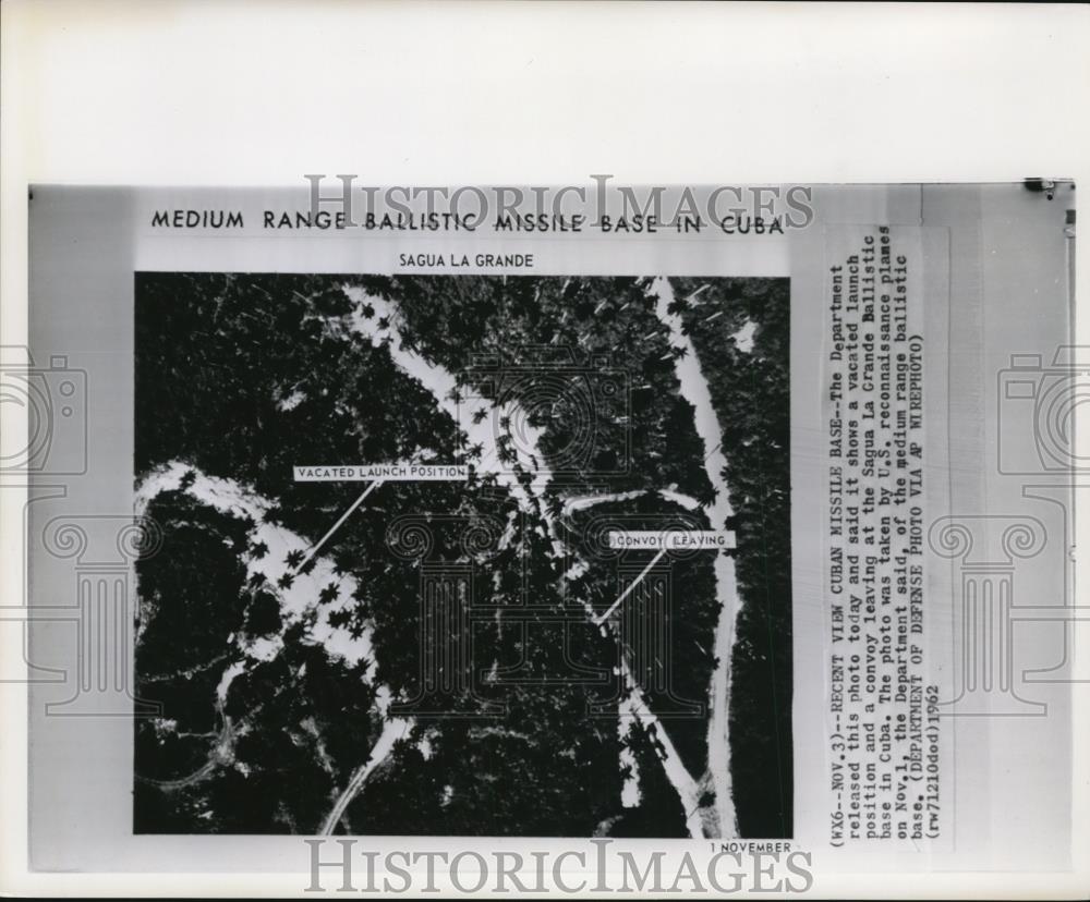 1962 Press Photo Vacated Launch Position and Convoy Leaving Sagua La Grande Base - Historic Images