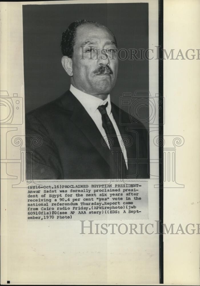 1970 Press Photo Anwar Sadat Formally Proclaimed Egypt Pres For Next Six Years - Historic Images
