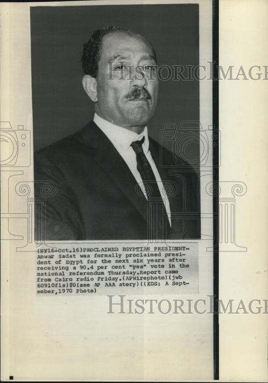 1970 Press Photo Anwar Sadat Formally Proclaimed Egypt Pres For Next Six Years - Historic Images