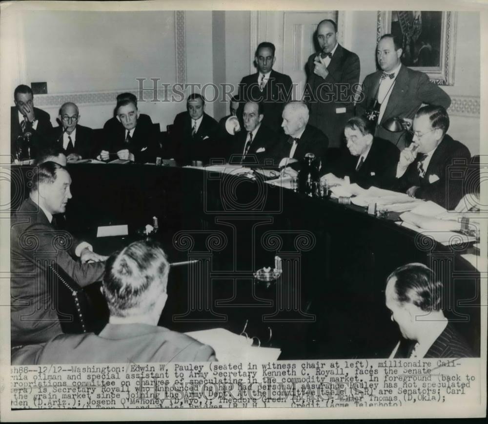 1948 Press Photo Edwin Pauly Faces Senate Committee on Speculating Market Charge - Historic Images