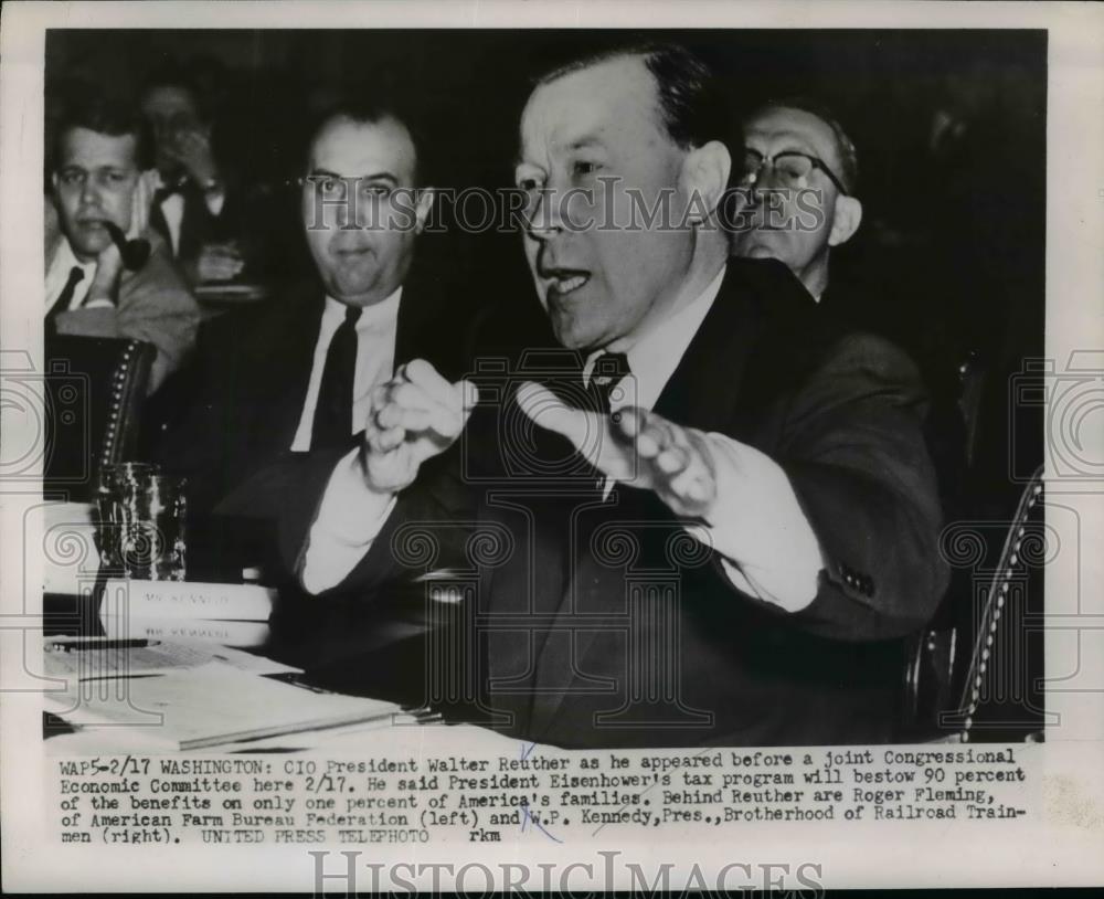 1954 Press Photo Walter Reuther Appeared Before Joint Congressional Committee - Historic Images