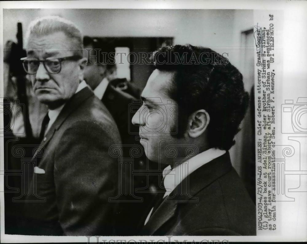 1969 Press Photo Grant Defense Sec. Grant Cooper brother of Sirhan B.Sirhan - Historic Images