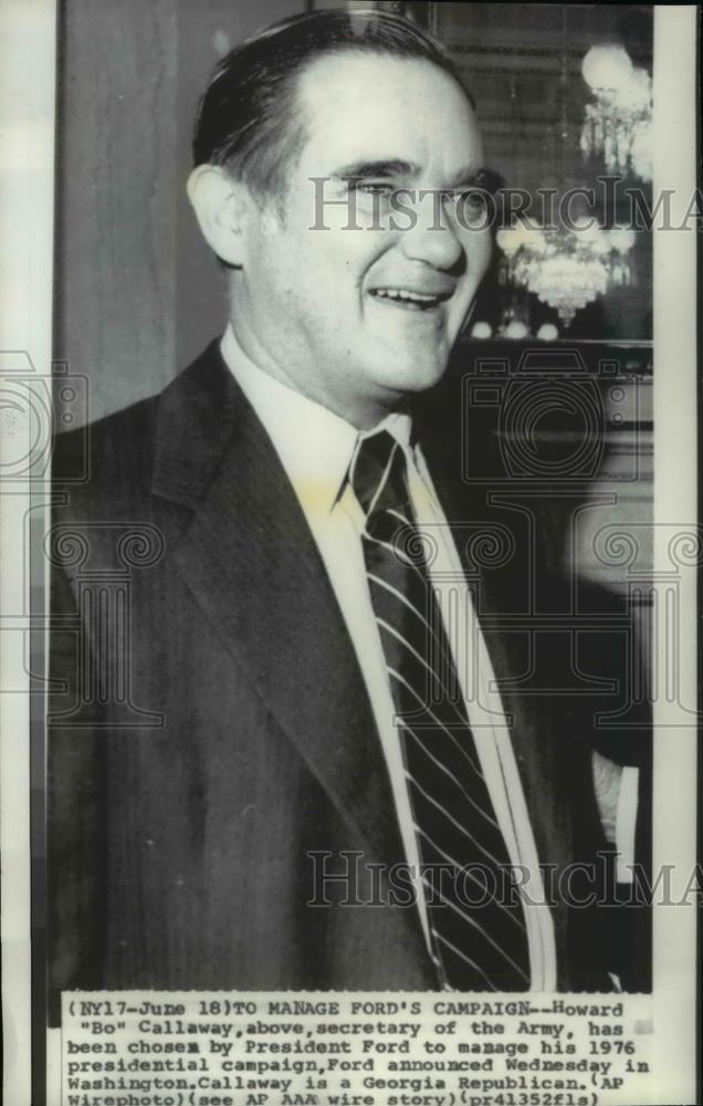 1975 Wire Photo Howard Bo Callaway secretary of the Army - spw00041 - Historic Images