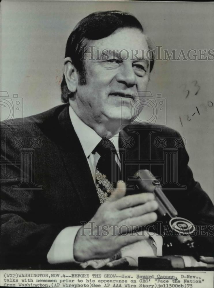 1973 Wire Photo Senator Howard Cannon appears on CBS&quot; Face the Nation - Historic Images