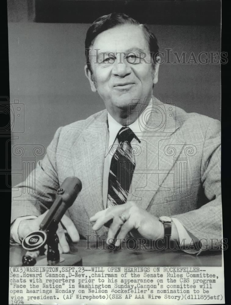 1974 Wire Photo Senator Howard Cannon appears on CBS&#39; Face the Nation - Historic Images