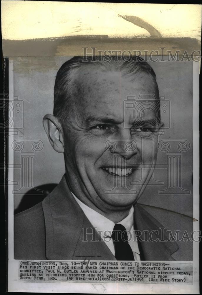 1954 Wire Photo Paul M. Butler, Democratic Committee head visits Washington - Historic Images