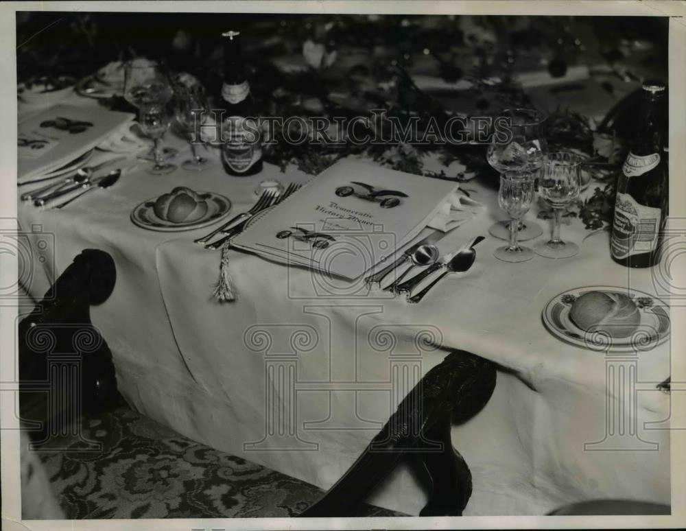 1937 Press Photo Pres Roosevelt's Place at $100-A-Plate Victory Dinner in D.C. - Historic Images