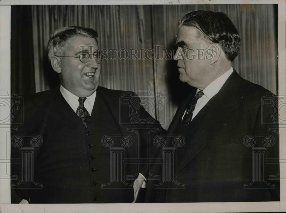 1937 Press Photo John L. Lewis of United Mine Workers and Charles O&#39;Neill Meet - Historic Images