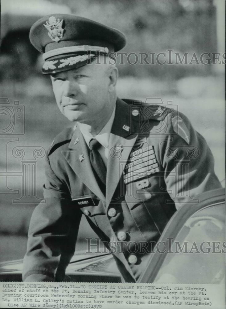 1970 Wire Photo Col. Jim Kiersey testifies at Lt. William Calley Hearing - Historic Images