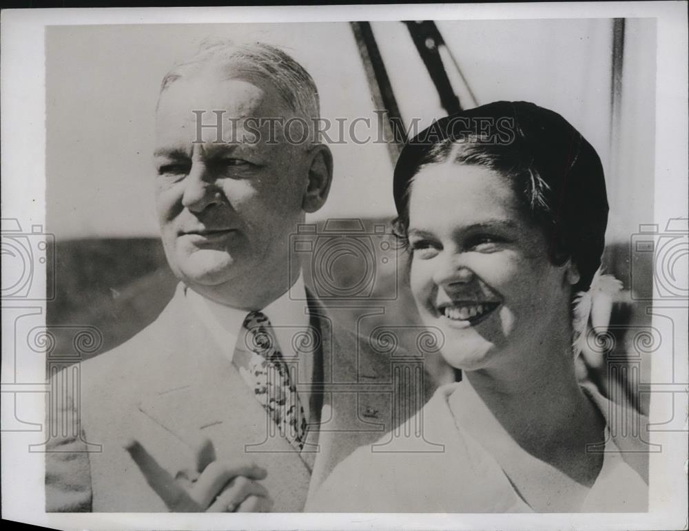 1934 Press Photo Charles G. Johnson & Daughter Virginia - nef21740 - Historic Images