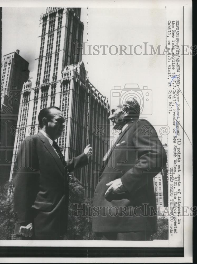 1958 Press Photo Robert F. Wagner, Jr., J.J. Cahill in New York City - nef21929 - Historic Images