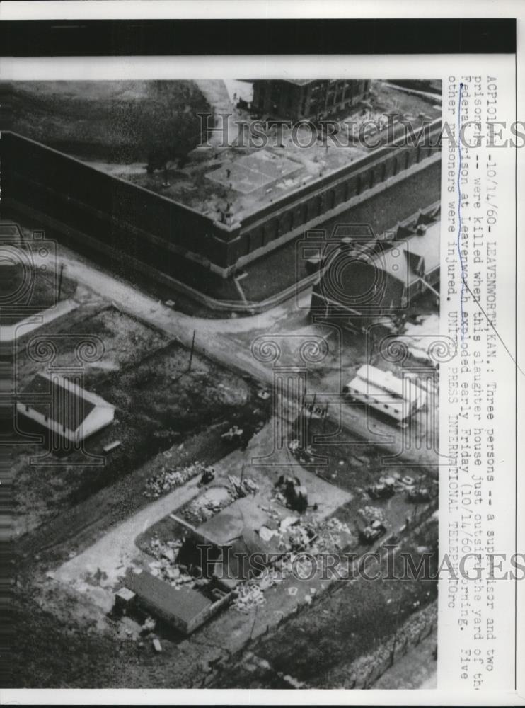 1960 Press Photo Federal Prison, Leavenworth, Kansas Slaughter House Explodes - Historic Images