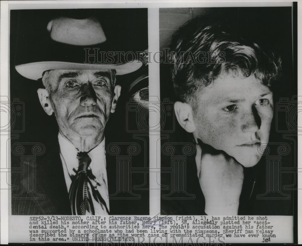 1953 Press Photo Clarence Eugene Simpson & Father Henry - nef22658 - Historic Images