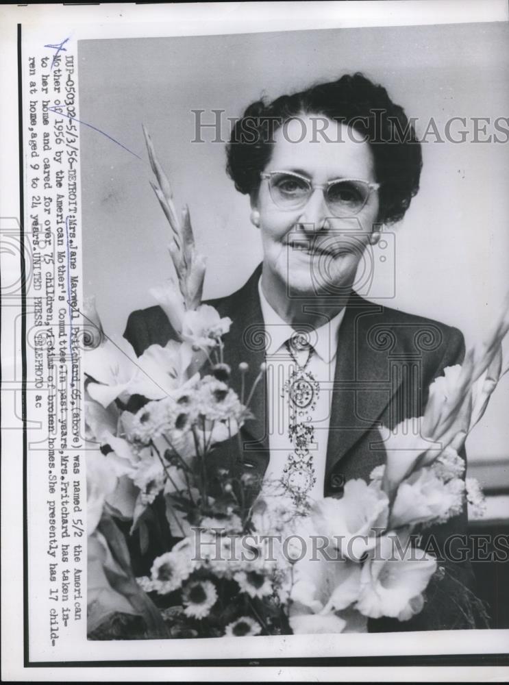 1956 Press Photo Jane Maxwell Pritchard Named American Mother of the Year - Historic Images