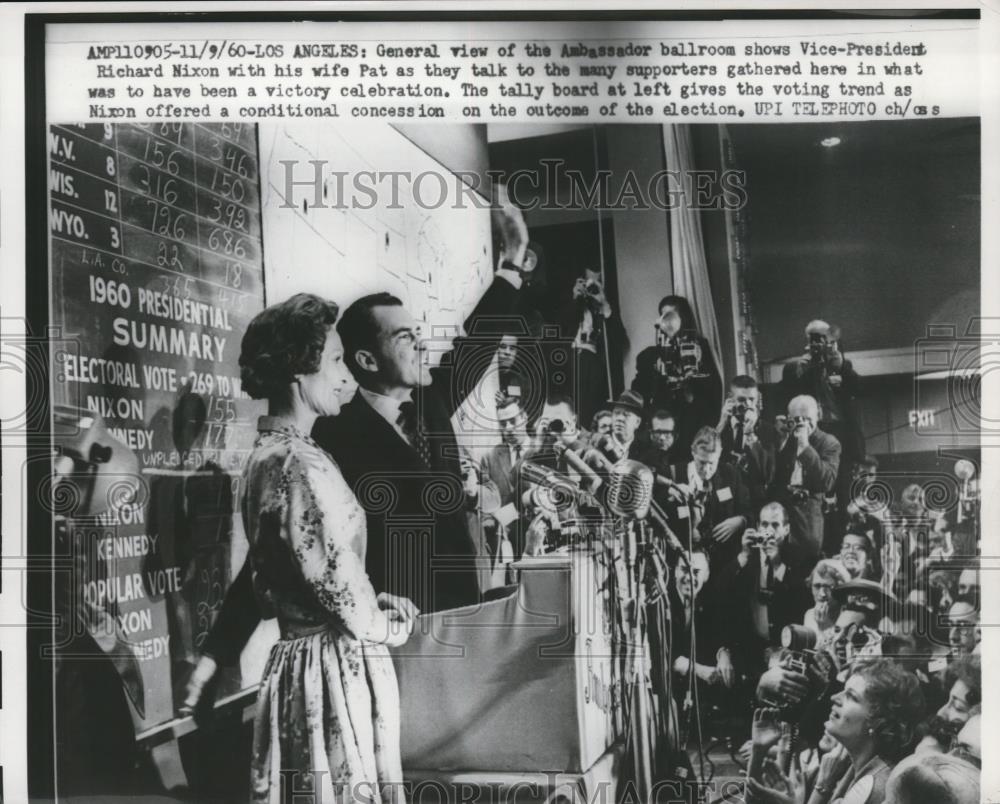 1960 Press View of Ballroom Show Richard Nixon &amp; Wife as They Talk To Supporters - Historic Images