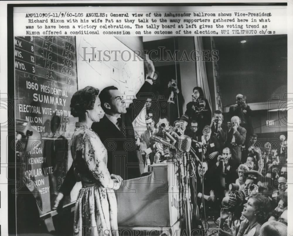 1960 Press View of Ballroom Show Richard Nixon & Wife as They Talk To Supporters - Historic Images