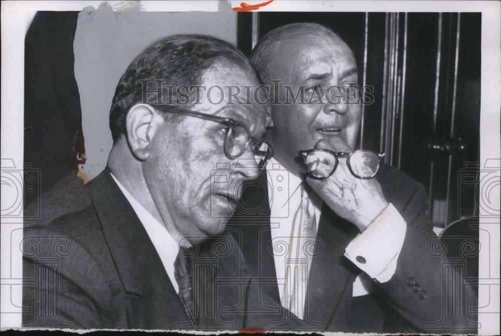 1956 Press Photo Allen J. Ellender, Harold D. Cooley at Press Conference in D.C. - Historic Images