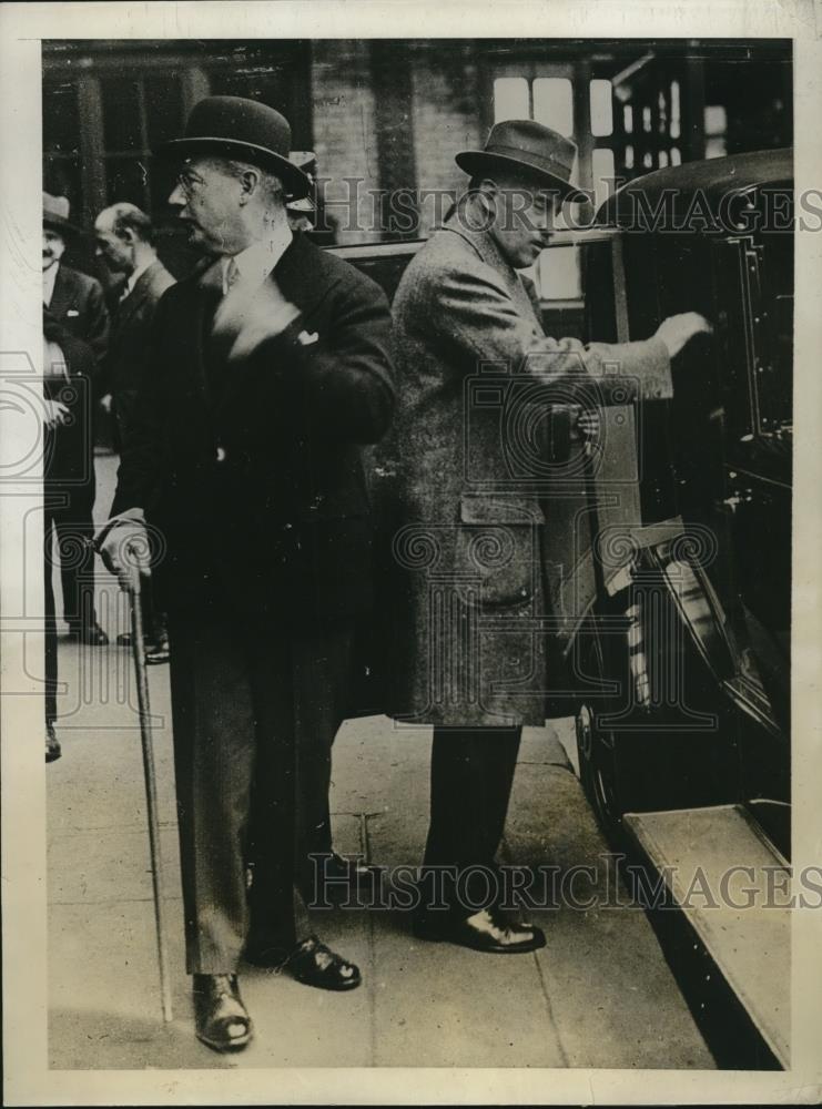 1931 Press Photo Henry L. Stimson, Walter Edge at Gare De Lyon, Paris, France - Historic Images