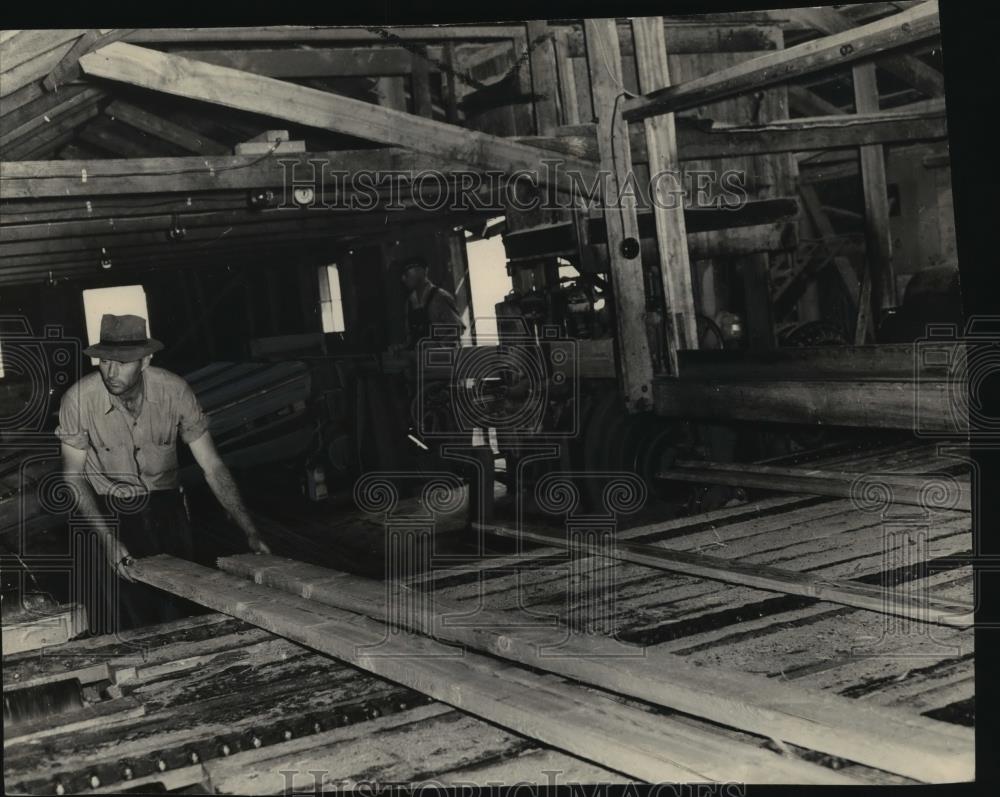 1949 Press Photo View of the interior of a sawmill - spx10953 - Historic Images