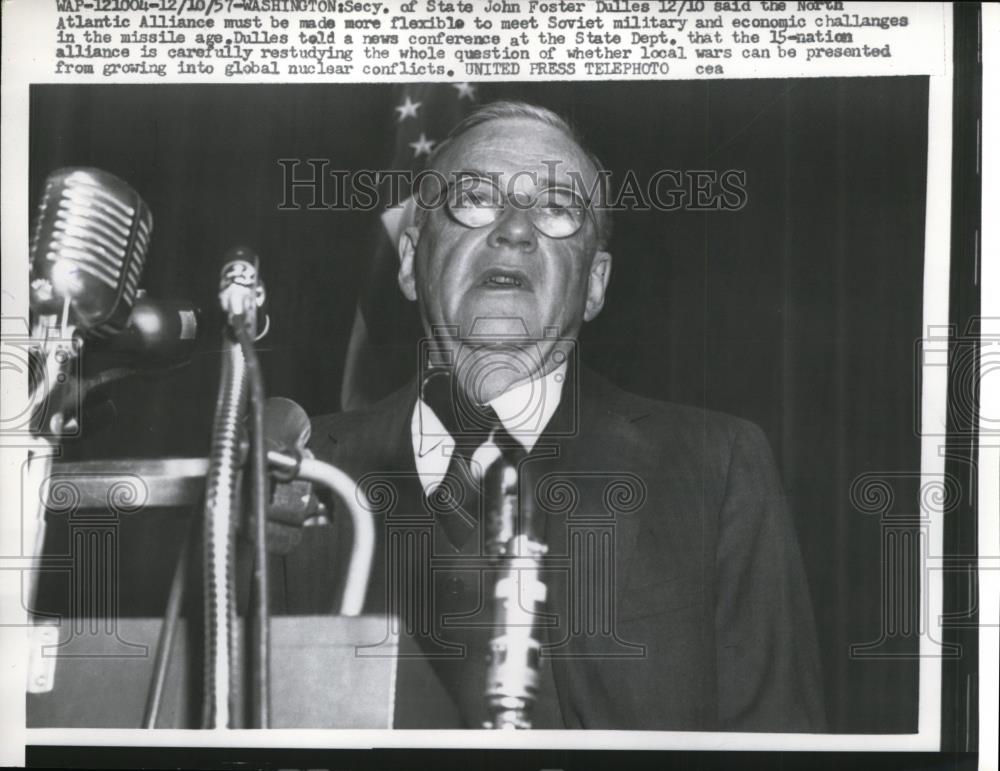 1957 Press Photo Washington DC Secretary of State John Foster Dulles. - Historic Images