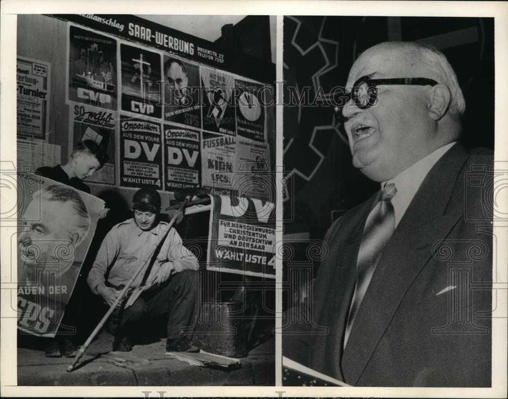 1955 Press Photo Johannes Hoffman in Saarbrucken - Historic Images