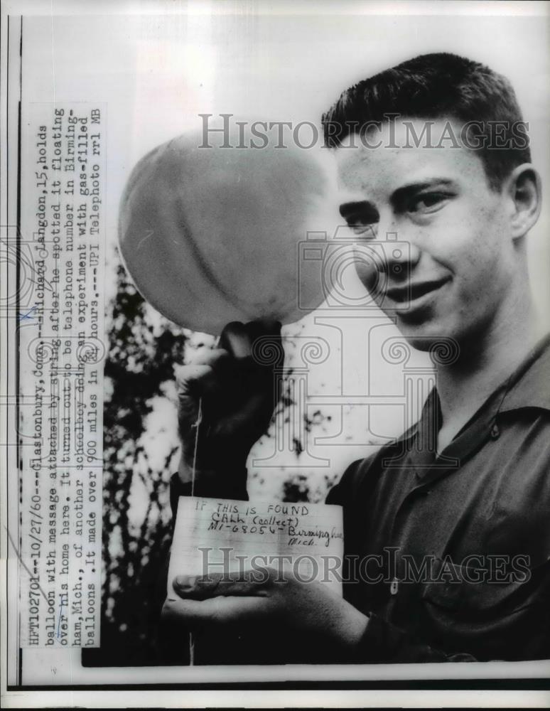 1960 Press Photo Balloon David Pistor Birmingham, Michigan - nee70305 - Historic Images