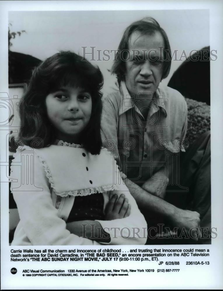 1988 Press Photo Carrie Wells &amp; David Carradine star in ABC TV&#39;s The Bad Seed - Historic Images
