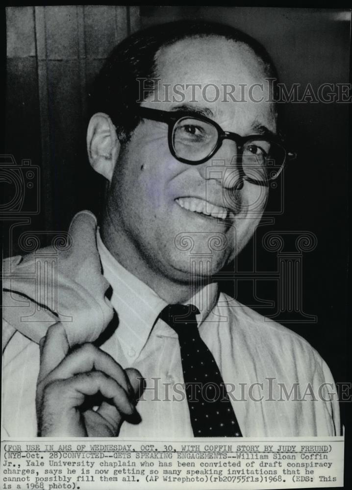 1968 Wire Photo William Sloan Coffin Jr Yale University chaplain - spw00654 - Historic Images