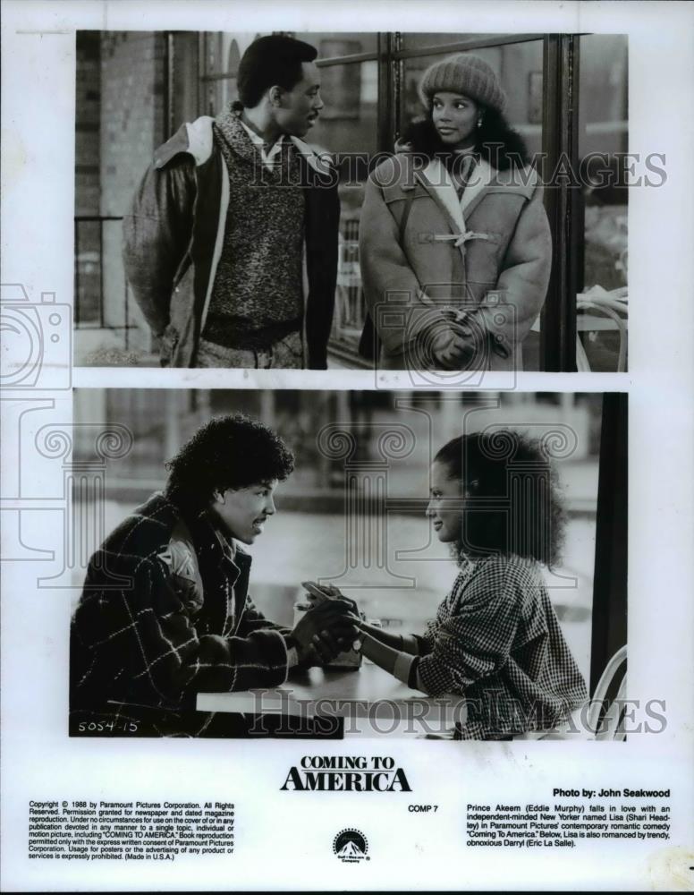 1988 Press Photo Eddie Murphy falls for Shari Headley in Coming to America - Historic Images