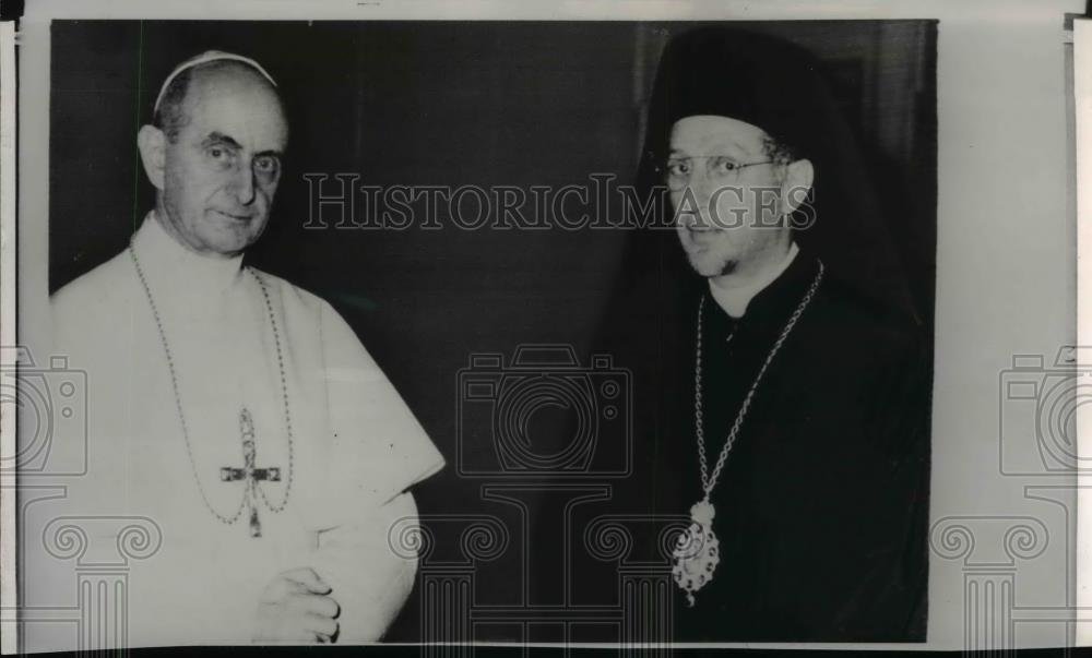 1963 Wire Photo Pope and Orthodox Church Envoy at Historic Meet - spw00938 - Historic Images