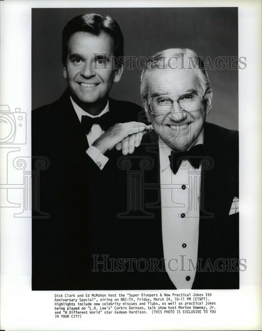 Press Photo Dick Clark, Ed McMahon hosts of Super Bloopers & New Practical Joke - Historic Images