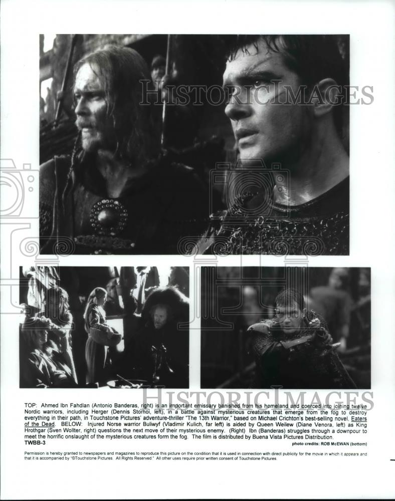 1999 Press Photo Antonio Banderas &amp; Dennis Storhoi in The 13th Warrior - Historic Images