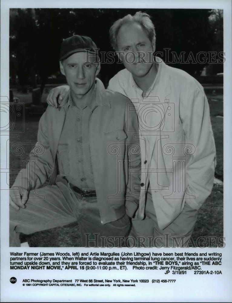 1991 Press Photo James Woods &amp; John Lithgow stars in The Boys - cvp59803 - Historic Images